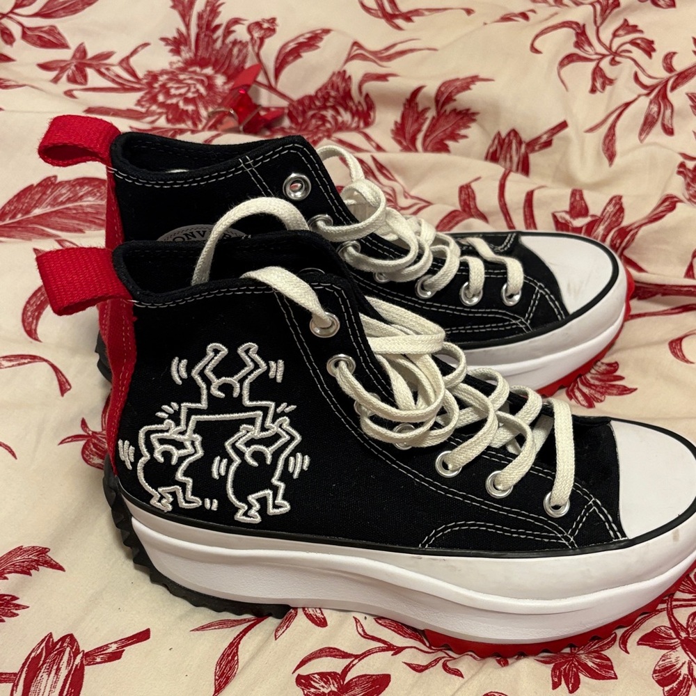 Black and Red High-Top Sneakers